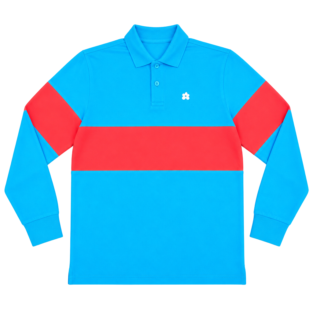 Converse x Golf Le Fleur Colorblock Long Sleeve Polo Shirt Blue/Red 1