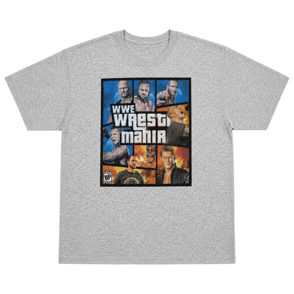 WWE WrestleMania Video Game Promotional Graphic T-Shirt Gray 1