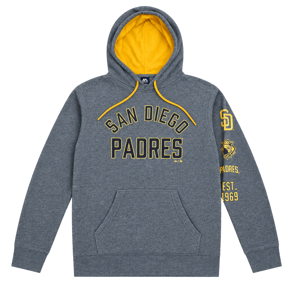 Majestic San Diego Padres Hoodie Size M Gray MLB Baseball Sweatshirt 1