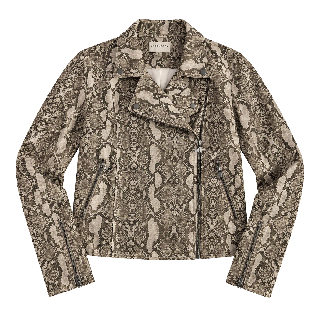 Marrakech Snakeskin Moto Jacket Size S Suede Faux Leather Biker Zip 1
