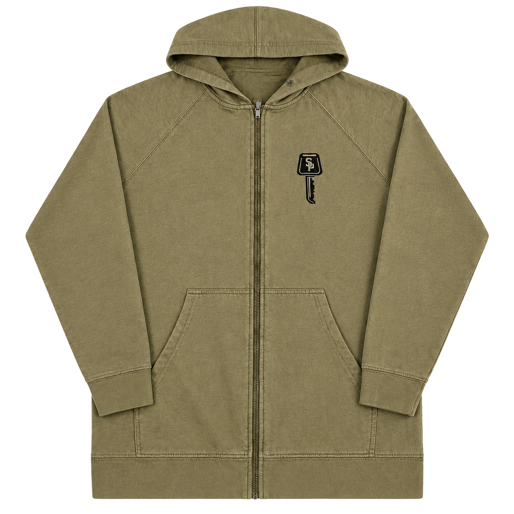 Independent Trading Company Full Zip Hoodie Size XL Khaki Key Logo 1