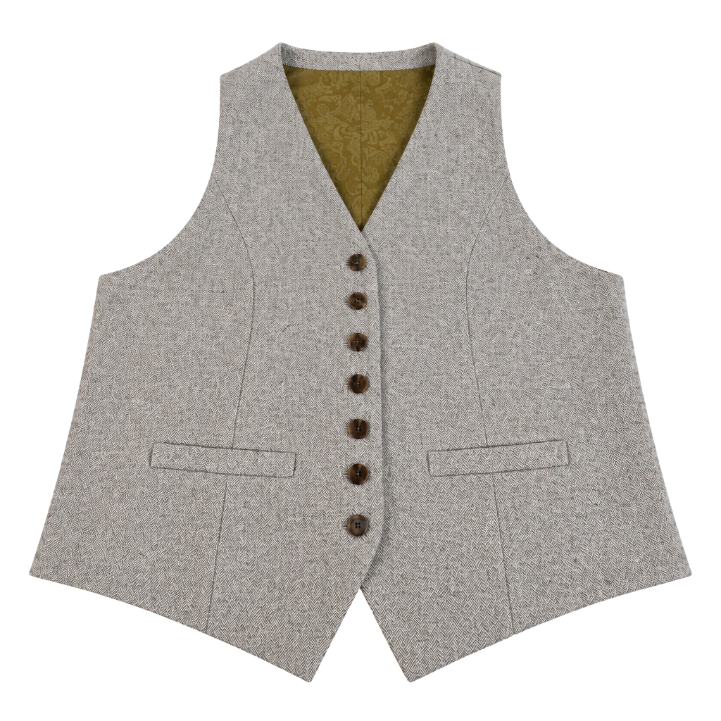 Sundance Wool Blend Vest Size L Tan Tweed Paisley Lining 1