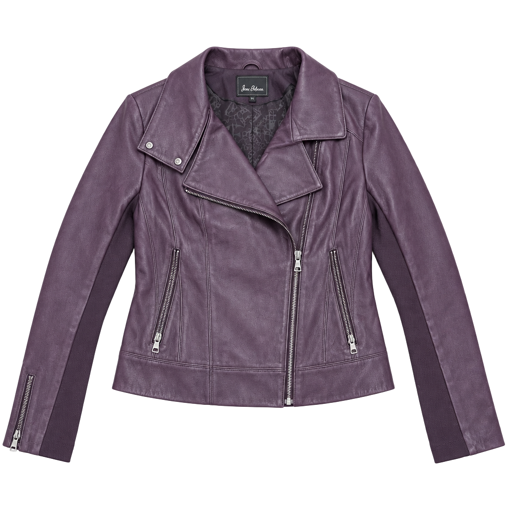 Sam Edelman Leather Moto Jacket Size XL Plum Purple Asymmetrical Zip 1