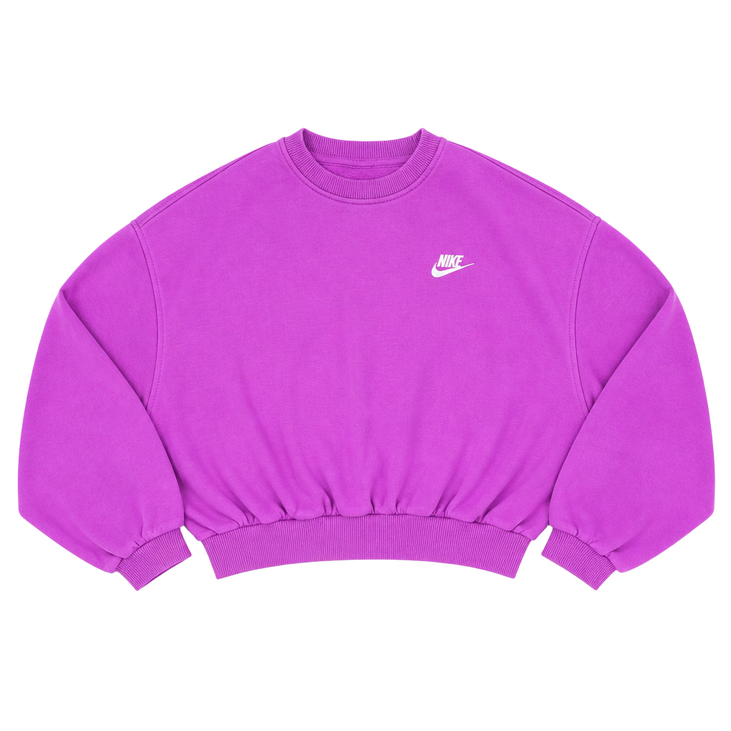 Nike Women’s Boxy Club Fleece Crew-Neck Sweatshirt in Purple XL 1