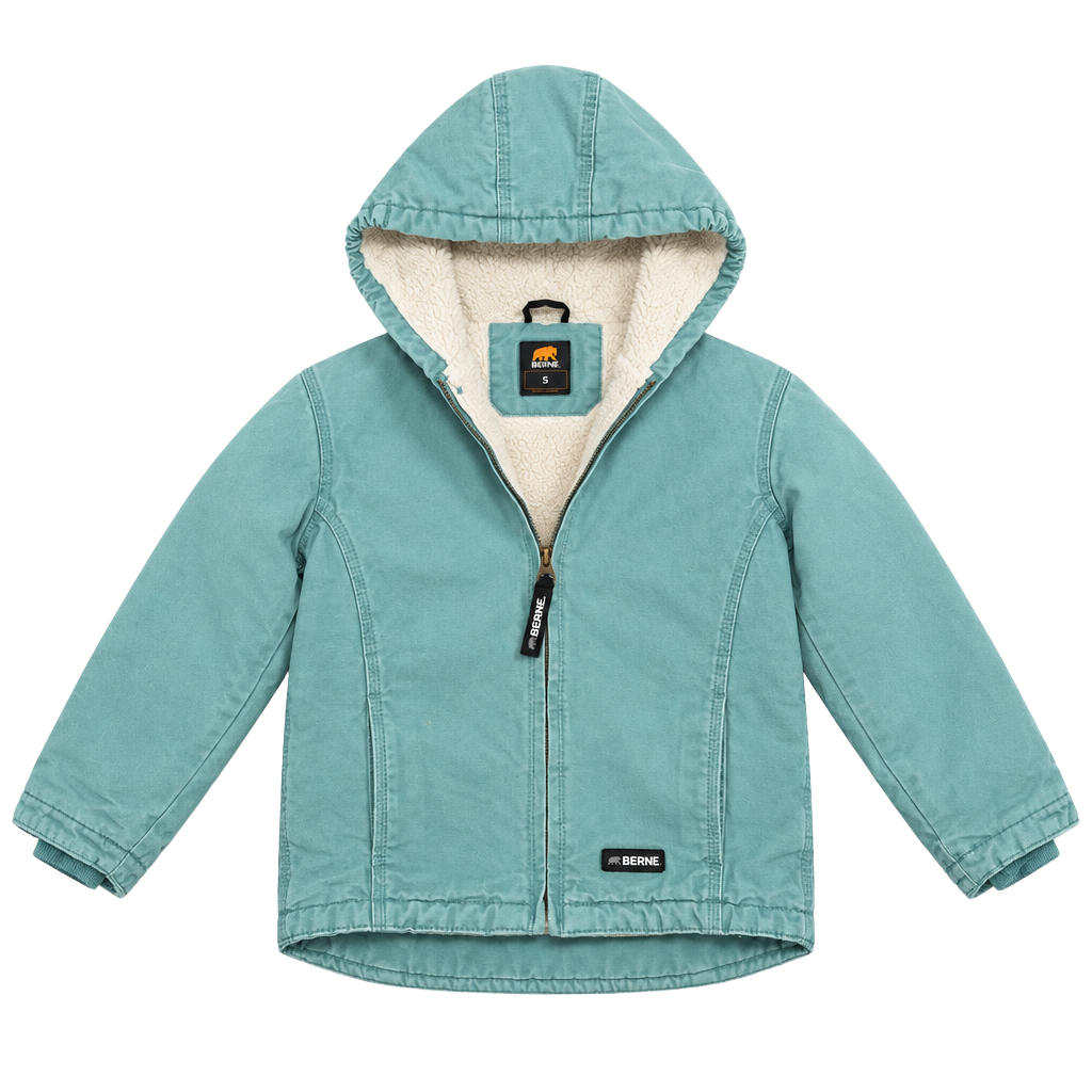 Berne Youth Sherpa Lined Duck Hooded Jacket Size S Blue 1