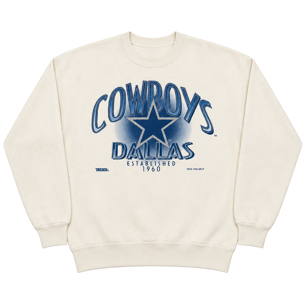 Vintage 1993 Trench Dallas Cowboys Sweatshirt Large White NFL Pullover Crewneck 1