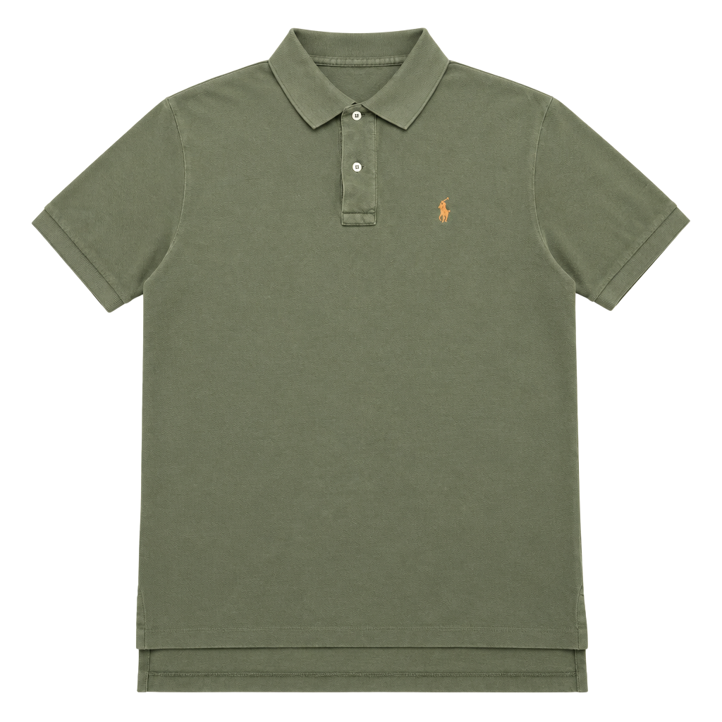 Vintage Fade Polo Ralph Lauren Polo Shirt Size L Olive Green Cotton Short Sleeve 1
