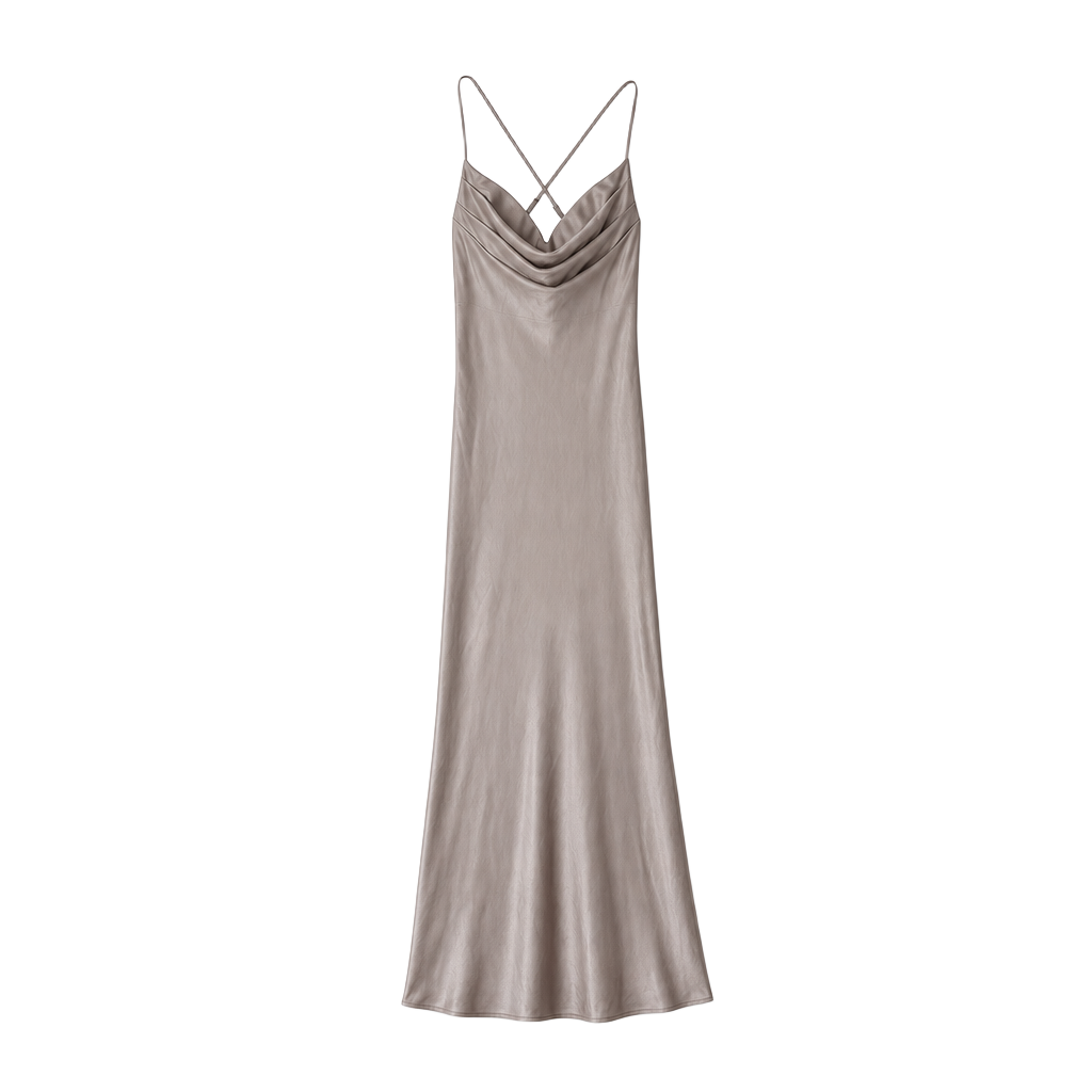 Windsor Cowl Neck Backless Gown in Cafe 1