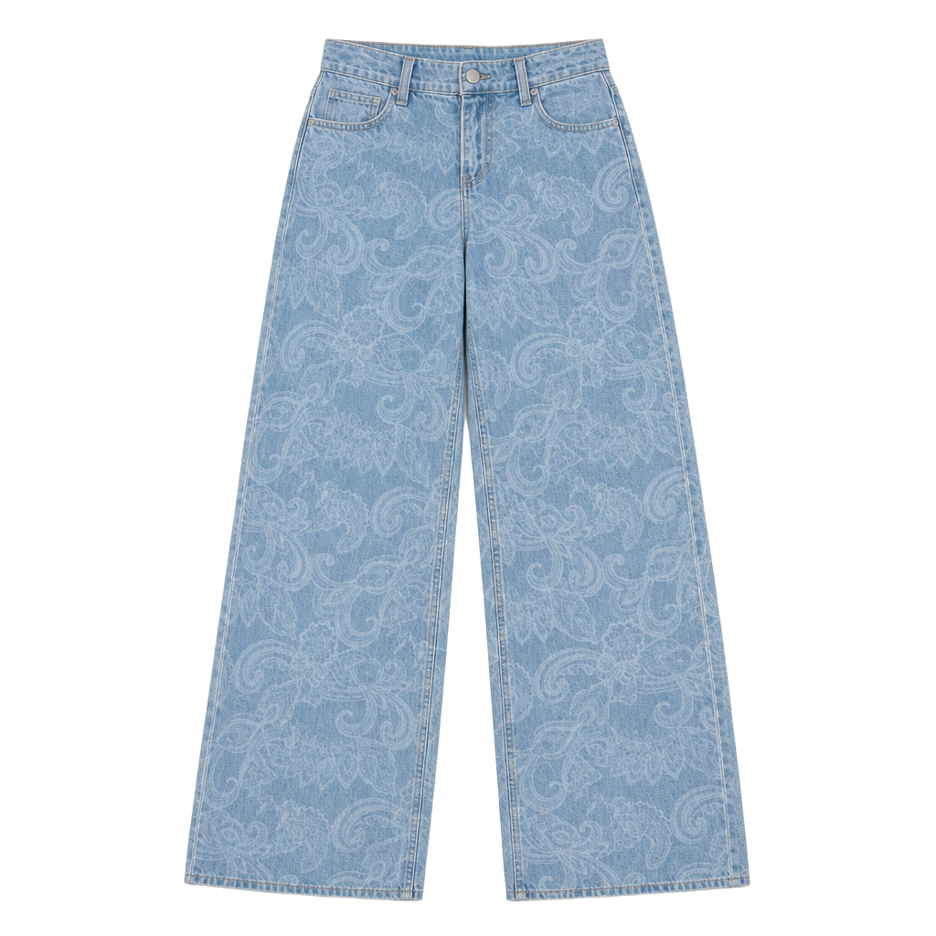 Alice + Olivia Amazing Low-Rise Baggy Jean in Laser Paisley 1