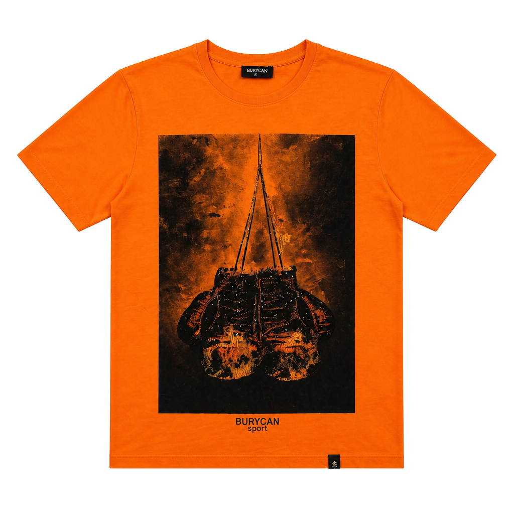 Burycan Sport Orange Graphic Print Boxing Gloves T-Shirt with Tags 1