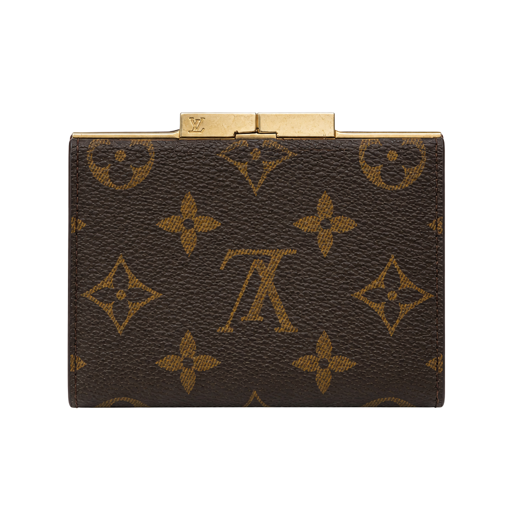 Louis Vuitton Monogram Porte Monnaie Viennois Kiss Lock Bifold Wallet Brown 1