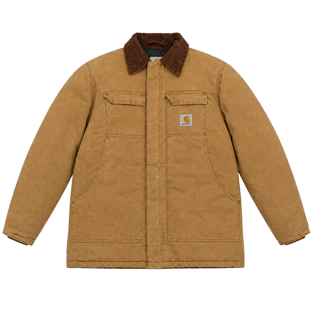 Vintage Carhartt Brown Canvas Work Jacket with Corduroy Collar 1