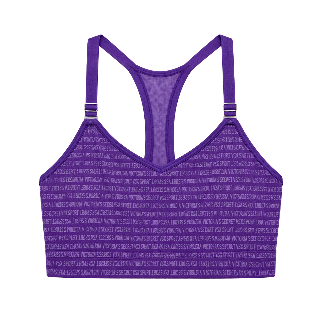 Victorias Secret VSX Sport The Player Purple Logo Racerback Sports Bra Large 1