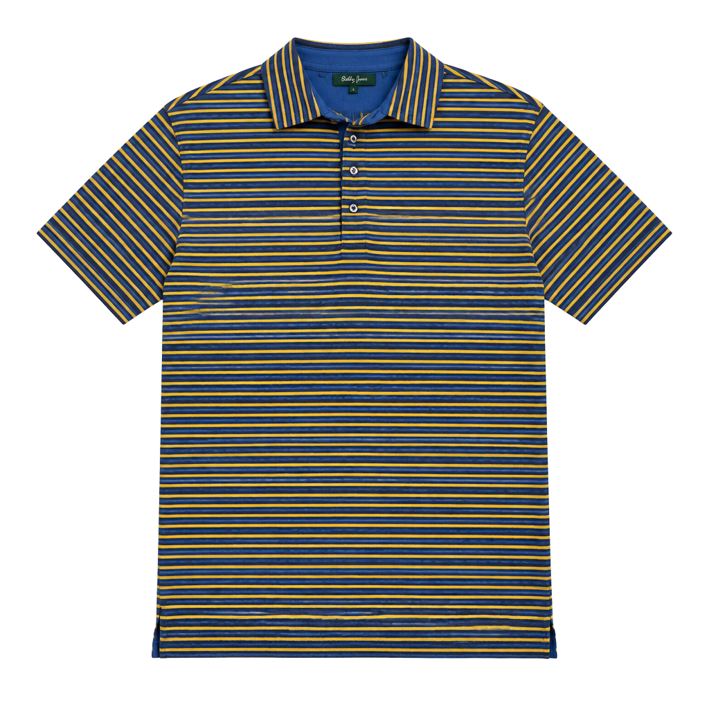 Bobby Jones Striped Polo Shirt Size Medium Blue Yellow Men's Golf Top Preppy 1