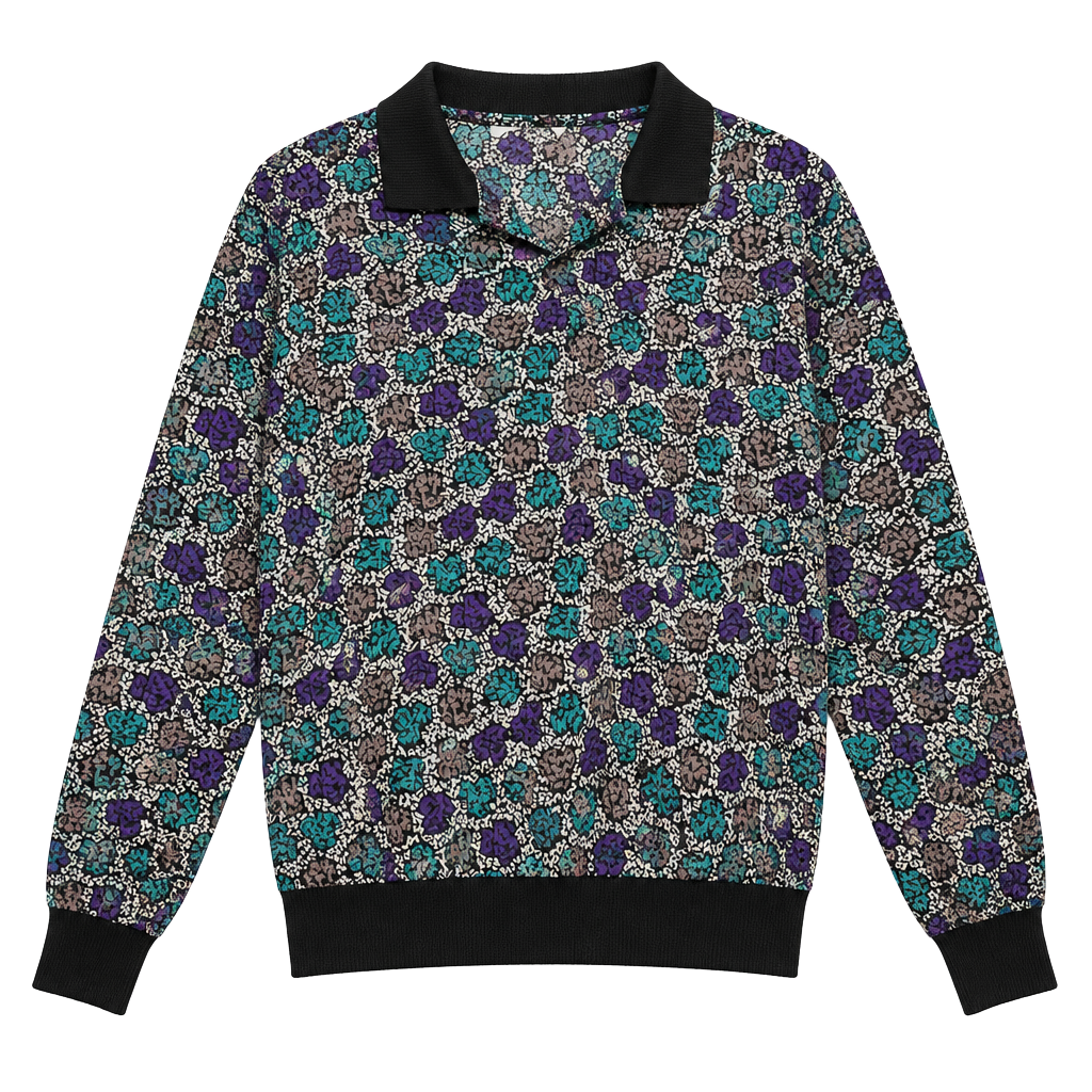 Vintage Petite Notations Floral Polo Collar Long Sleeve Blouse Retro Grannycore 1