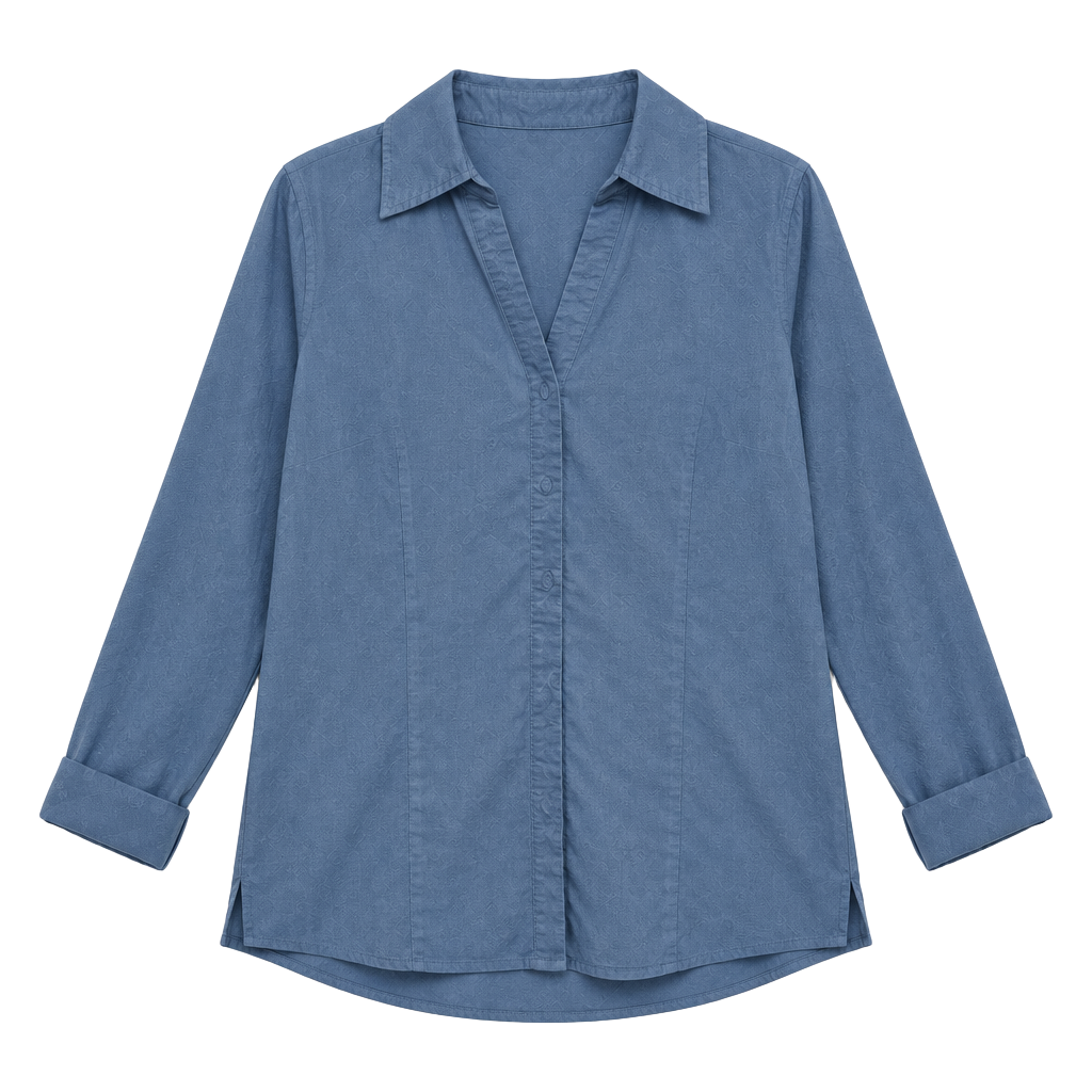 Worthington Stretch Button Up Shirt Size 14 Blue Long Sleeve Collared Top 1