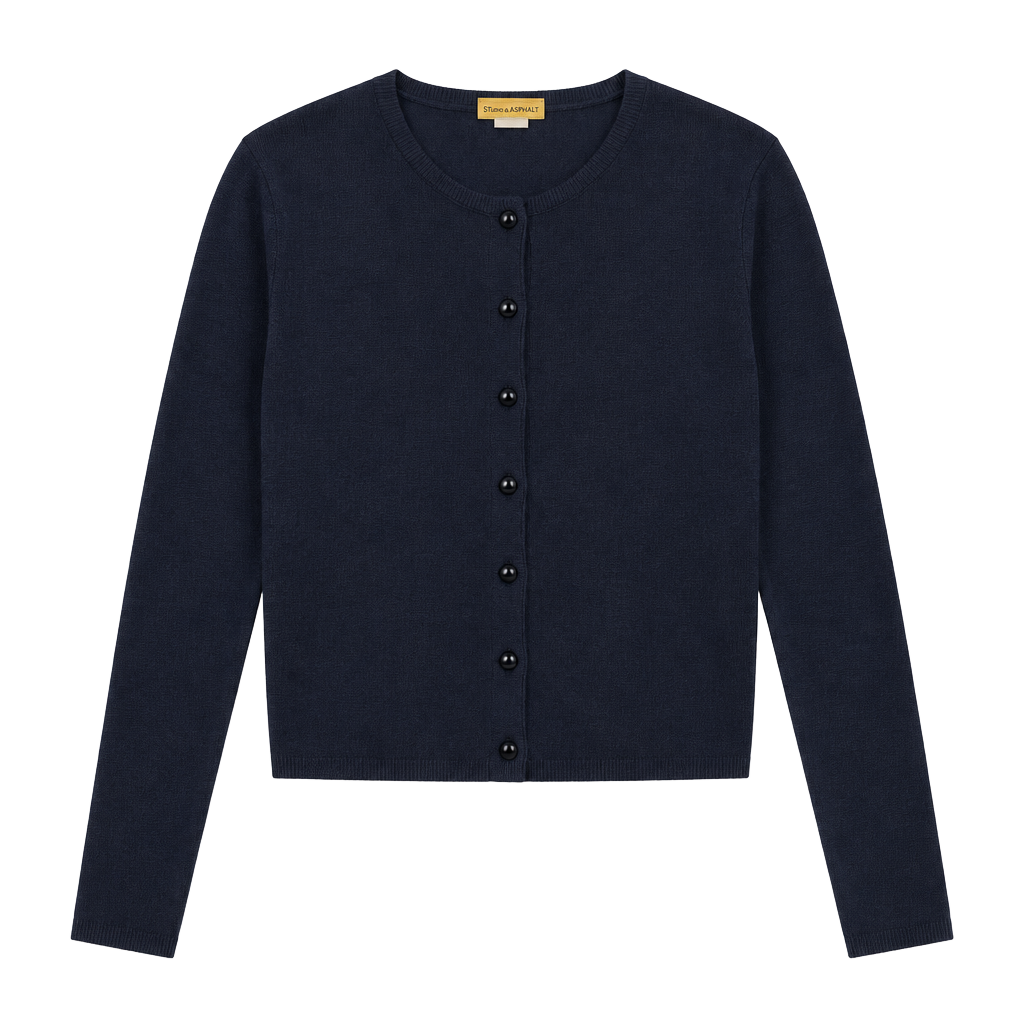 Vintage Y2K Blue Asphalt Navy Blue Button Up Cropped Cardigan Sweater L 1