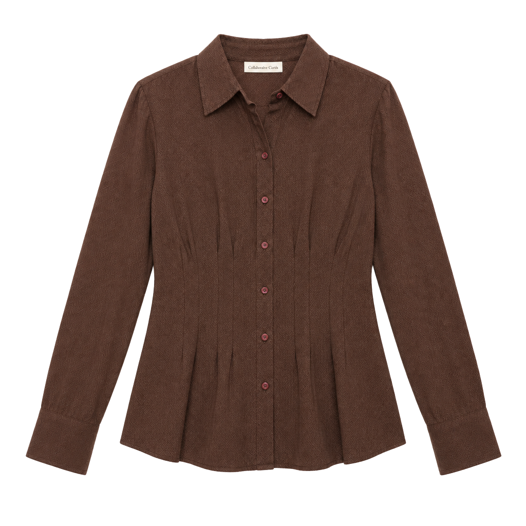 Coldwater Creek Button Down Shirt Size M 10-12 Brown Long Sleeve Fitted 1