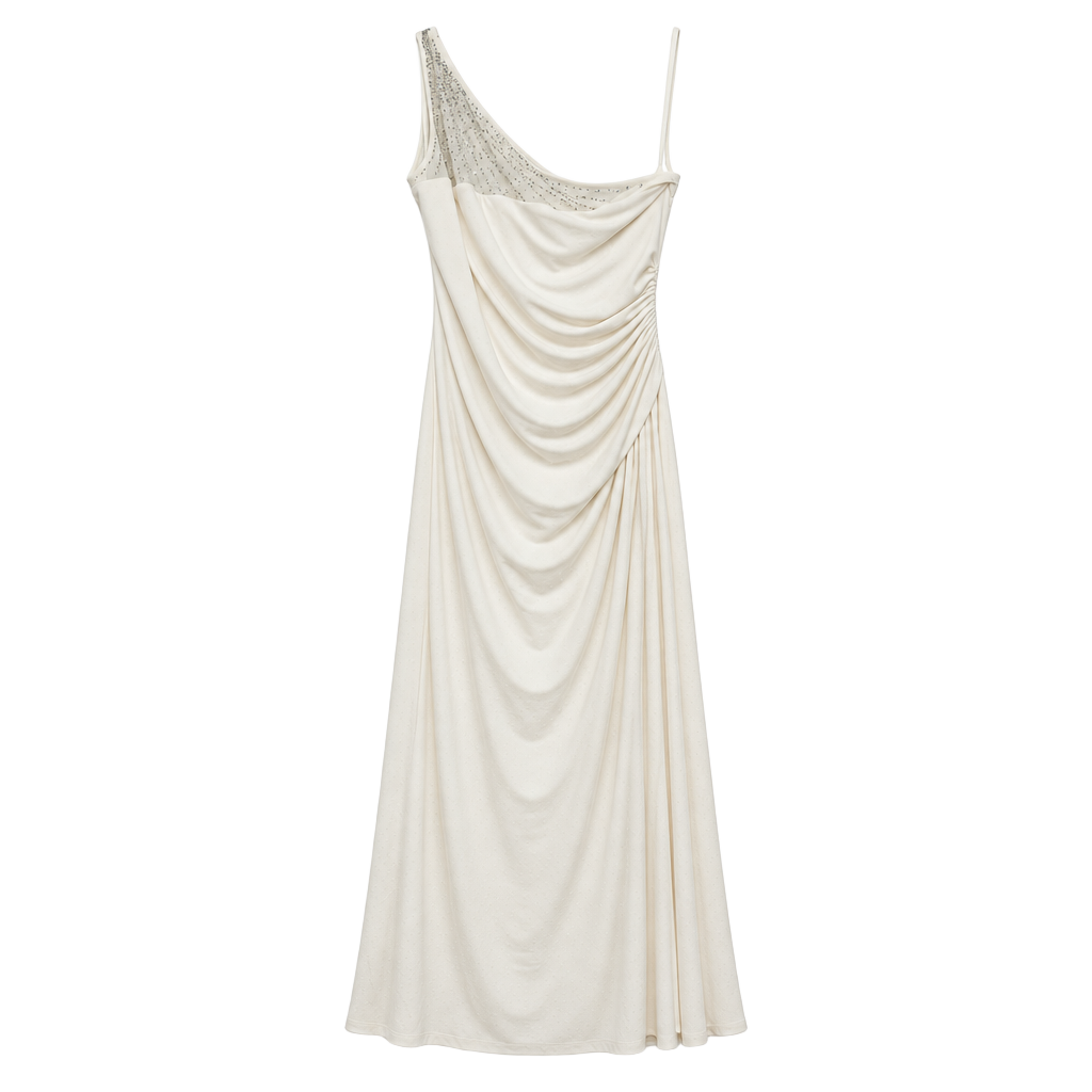 NWT Lauren Ralph Lauren One Shoulder White Evening Dress Size 10 Ruched 1