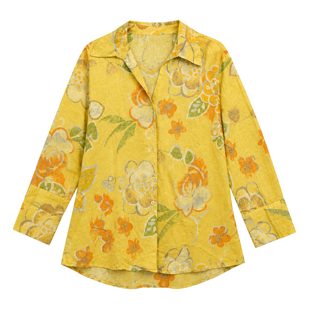 Vintage Harve Benard Yellow Floral Button Up Blouse Shirt Cottagecore 1