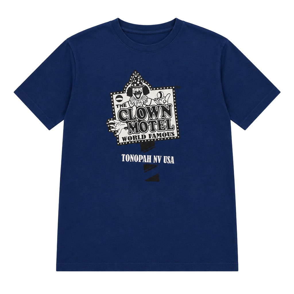 Clown Collections The Clown Motel Tonopah NV Graphic T Shirt Large Blue Souvenir 1