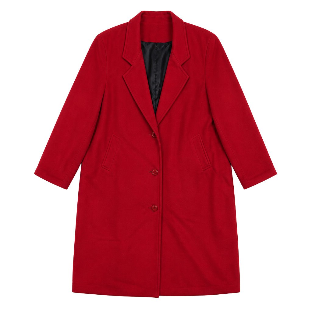 Vintage Billycoat Wool Coat Womens 1X Red Long Overcoat Button Front USA 1