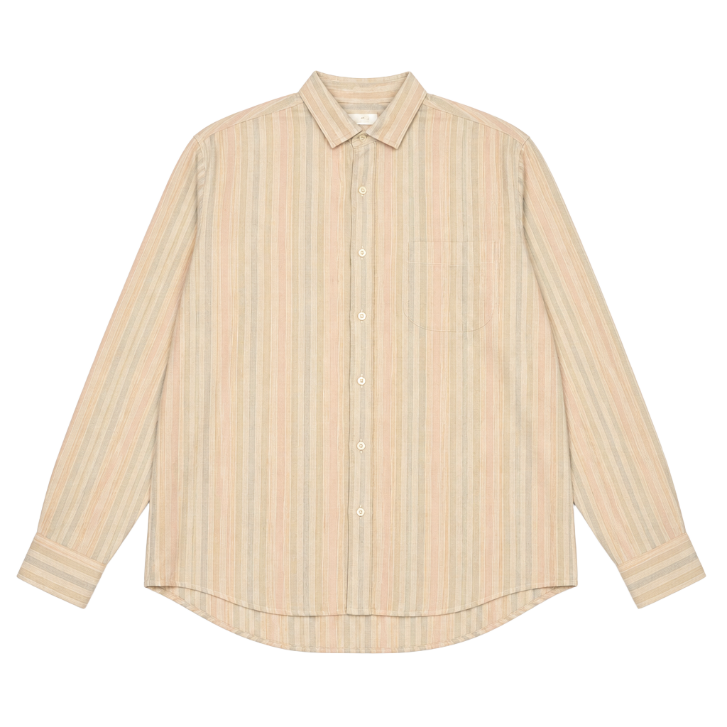 Vintage Sanfranco Ruffini Men Button Down Shirt L Neck Tan Stripe spring casual 1