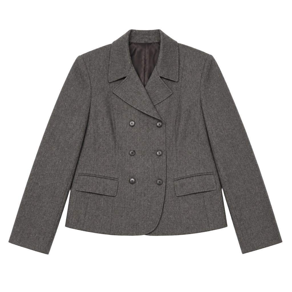 Talbots Double Breasted Blazer Women 14P Grey Italian Fabric 100% Wool Career 1