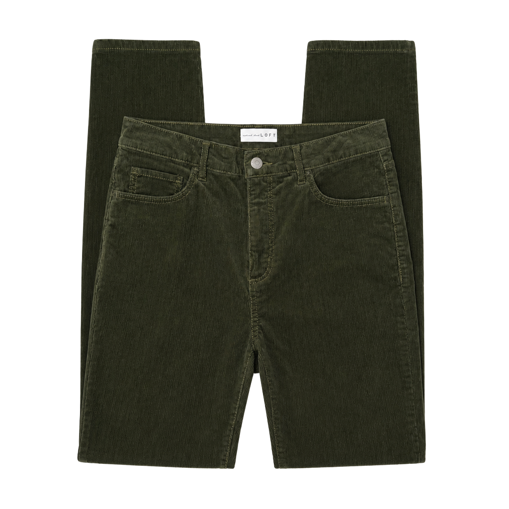LOFT Corduroy Pants Womens 28/6 Olive Green The Skinny High Rise Stretch NWT 1