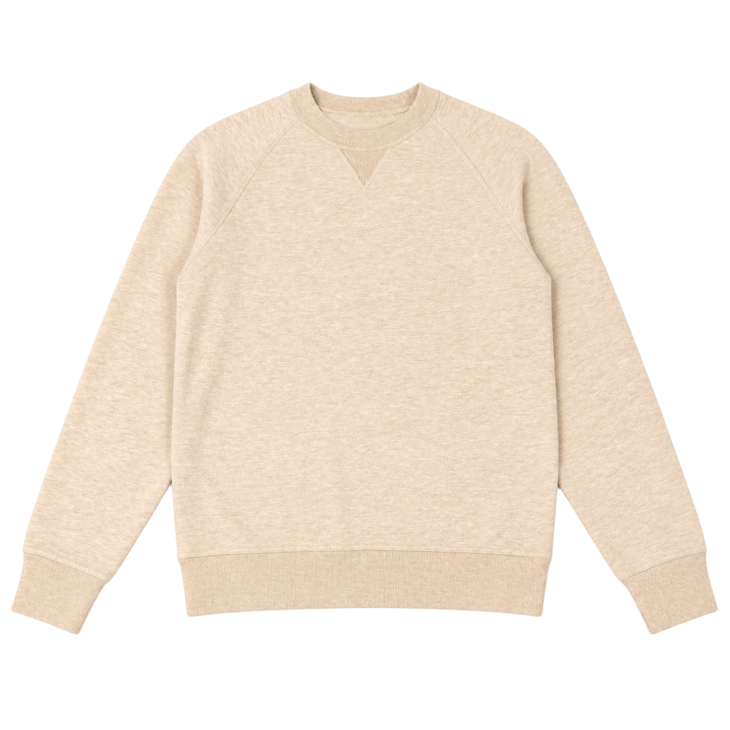 Suitsupply Crewneck Sweatshirt Mens Small Beige Heather Raglan Cotton Pullover 1