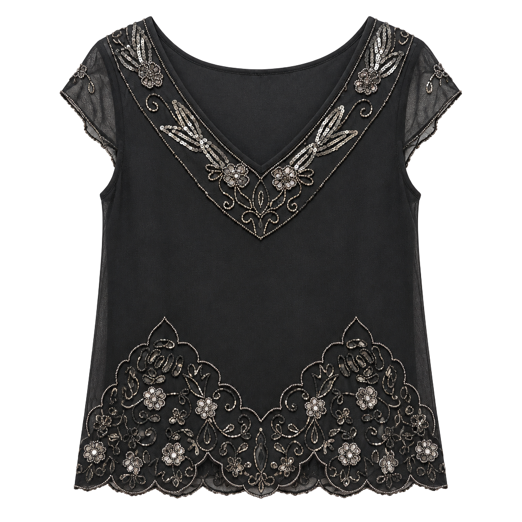 BKE Black Beaded top missing some beads in a little frayed at the bottom 1