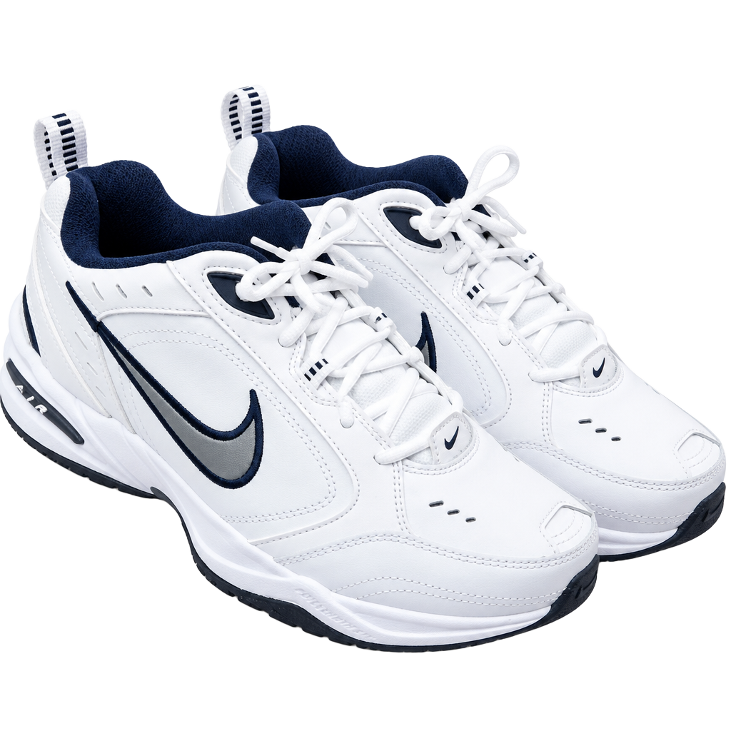 Nike Air Monarch IV Size 8.5W White Navy Leather Wide 4E 1