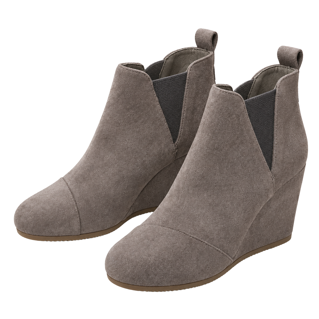 Dunes Zoey Wedge Bootie Size 6 Taupe Suede Ankle Boots 1