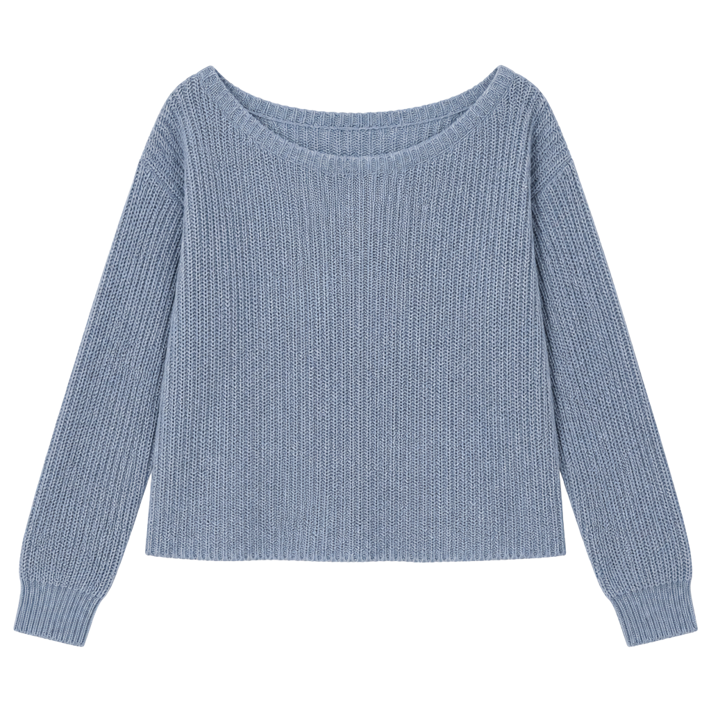Missguided Ribbed Crop Sweater Size S/M Blue Boat Neck 1