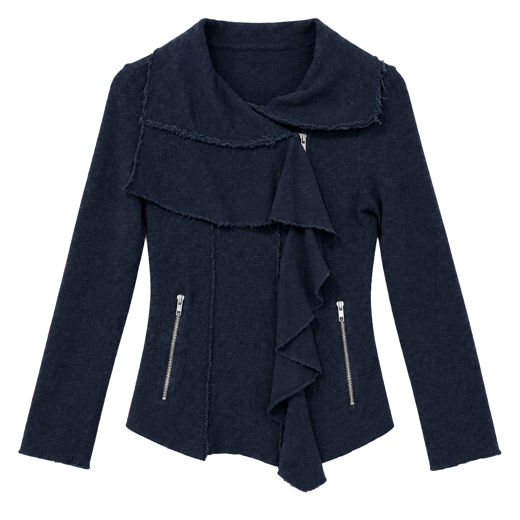 Free People Asymmetrical Ruffle Zip Jacket 1