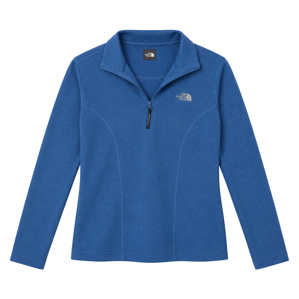The North Face Quarter Zip Pullover Size L Blue Thermal Long Sleeve 1