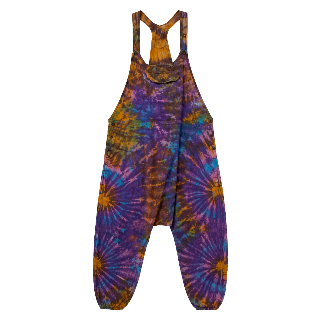 Tie Dye Harem Dungarees Boho Festival Overalls Jumpsuit 1
