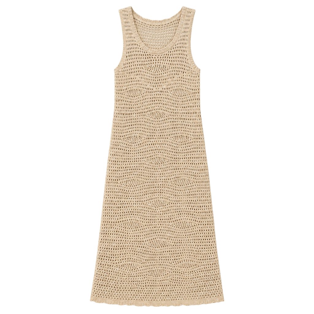 Steve Madden Crochet Dress Size S Beige Open Knit Tank Cover-Up 1
