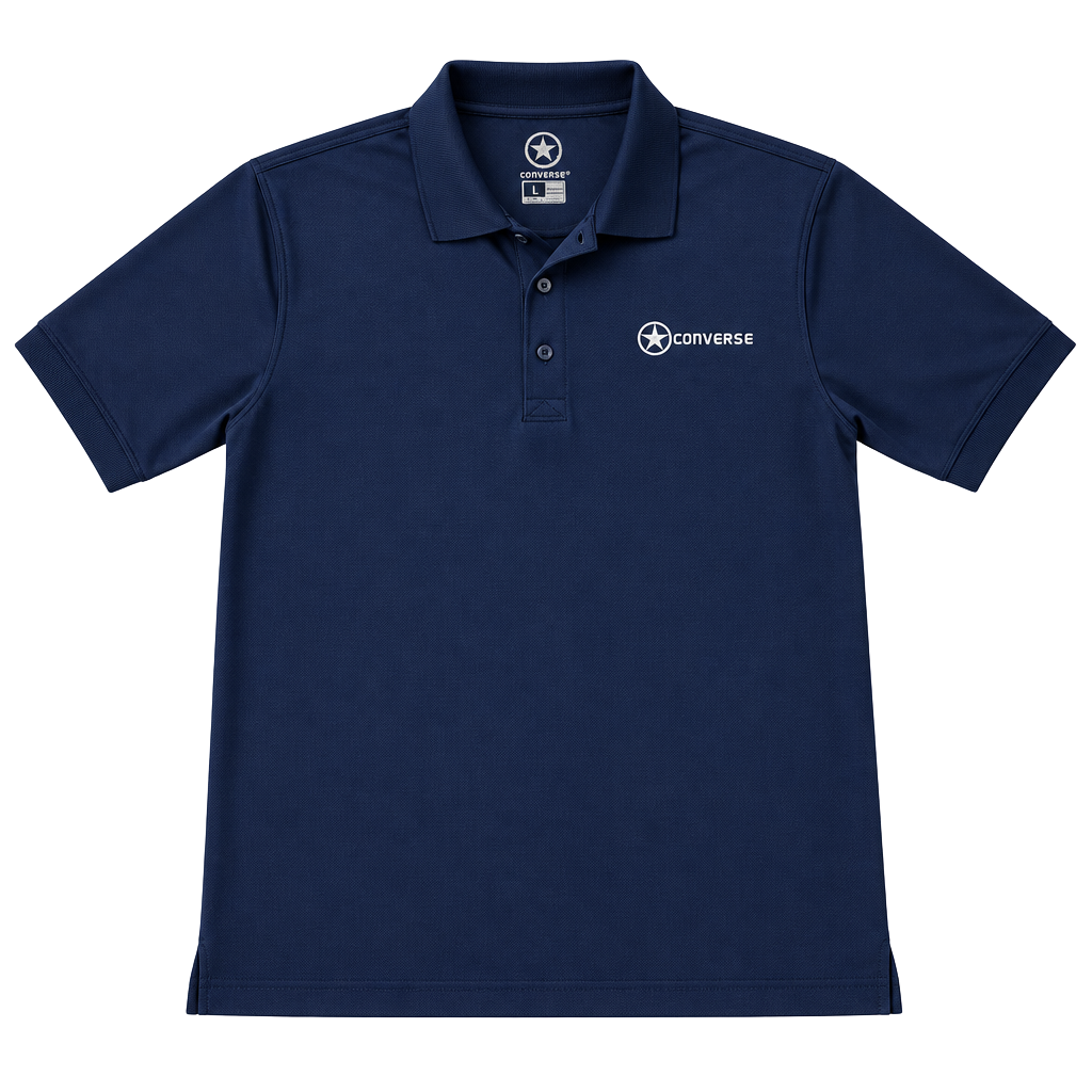 Converse Polo Shirt Size L Navy Blue Performance Short Sleeve 1