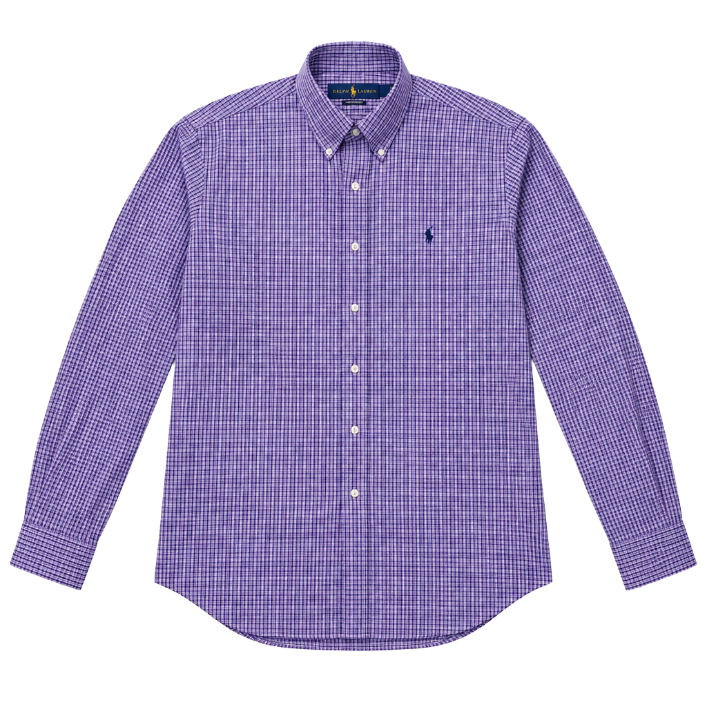 Mens Ralph Lauren Performance Gingham Button-Down Shirt Size L Purple 1