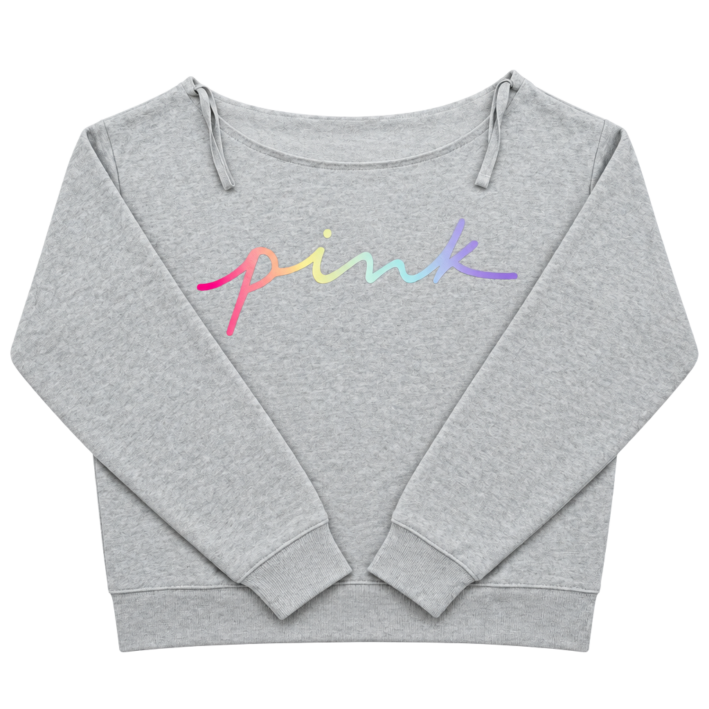 Pink Victoria's Secret Off Shoulder Sweatshirt Size L Grey 1