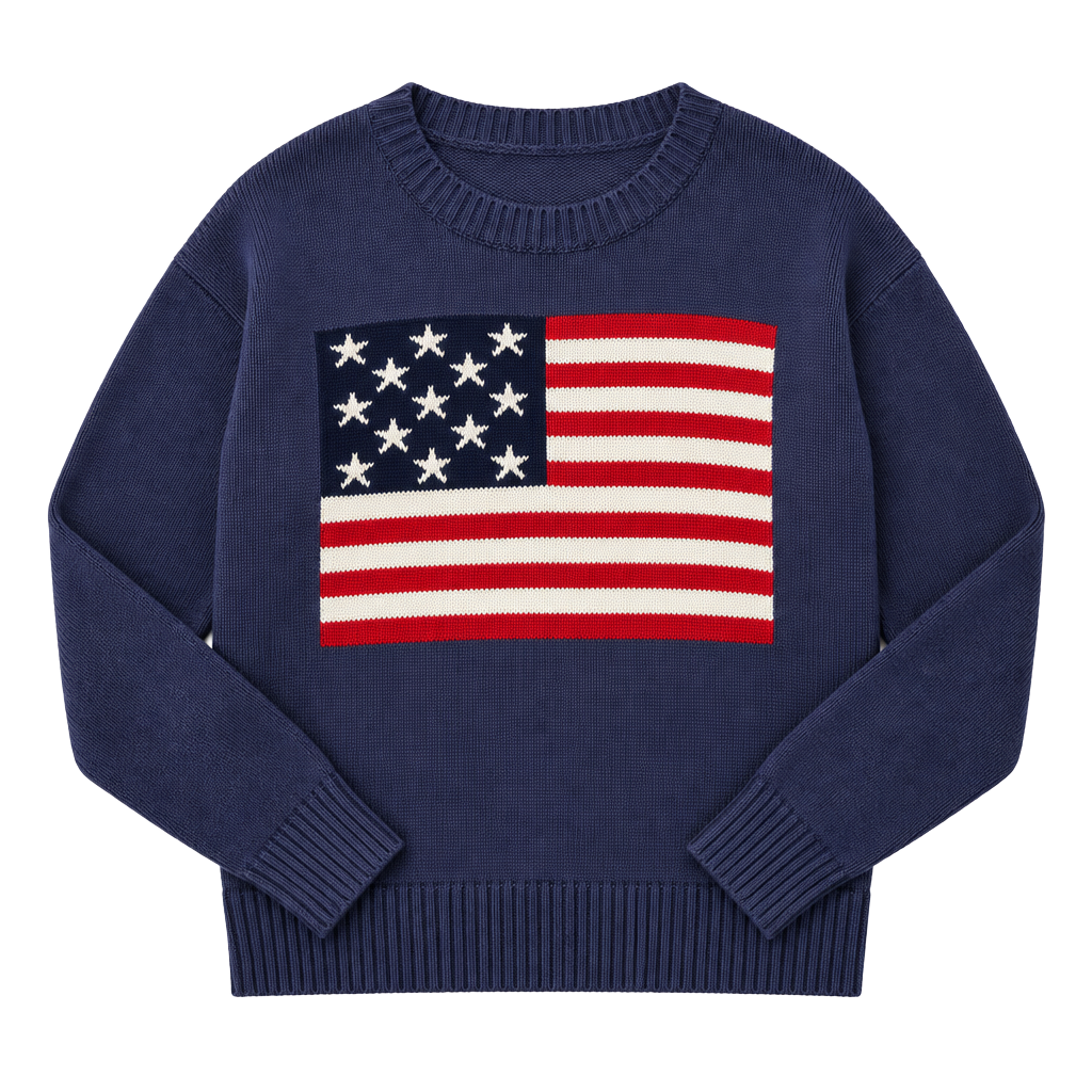 Old Navy American Flag Sweater Size M Blue Knit Pullover USA 1