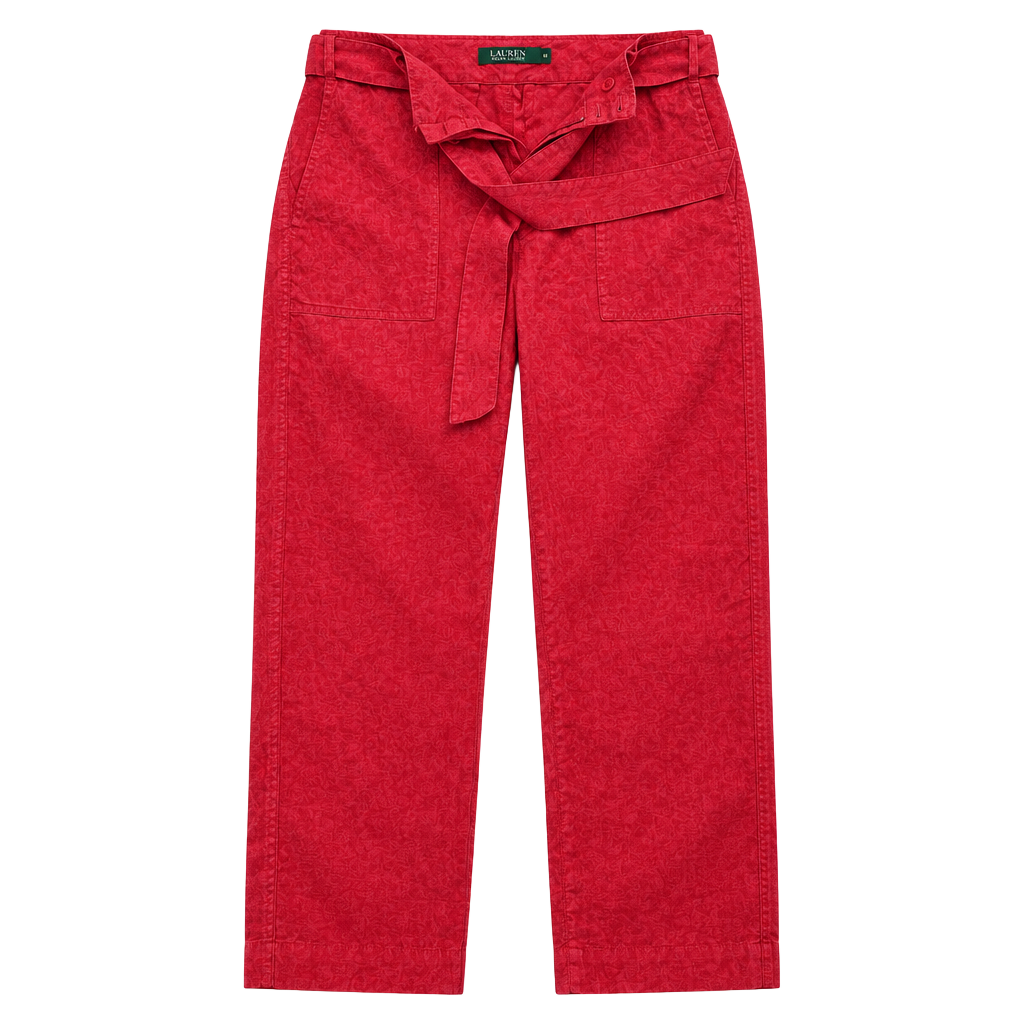 Lauren Ralph Lauren Pants Size 8 raspberry Linen Belted Utility Trousers
1