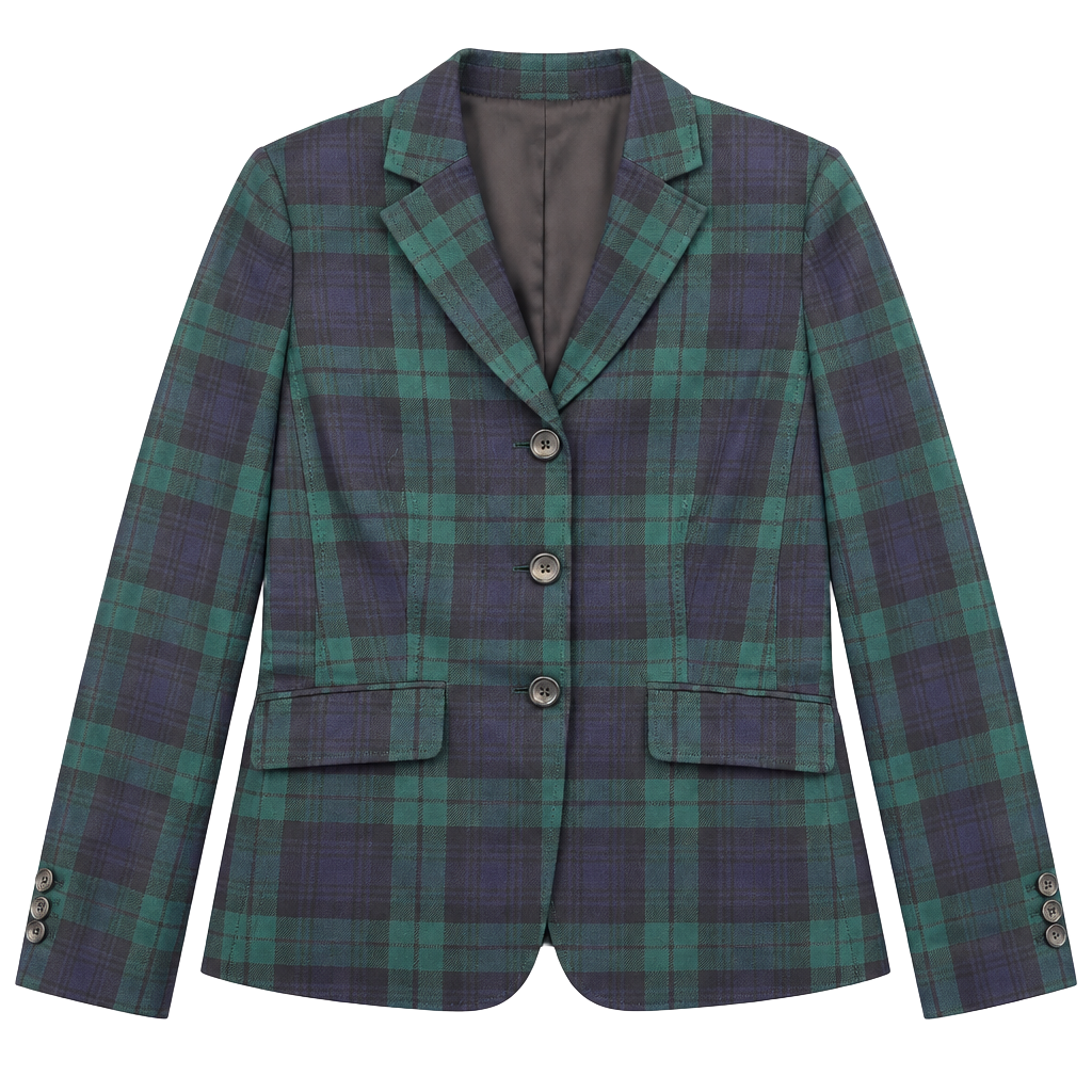 Lands’ End Women’s Black Watch Plaid Wool Blazer Size 12 1