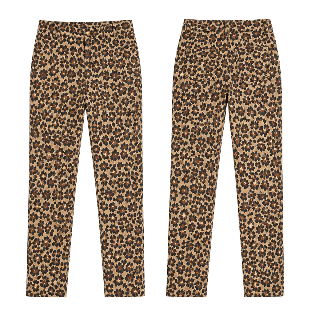Free People Leopard Print Slim Pants Size 6 1
