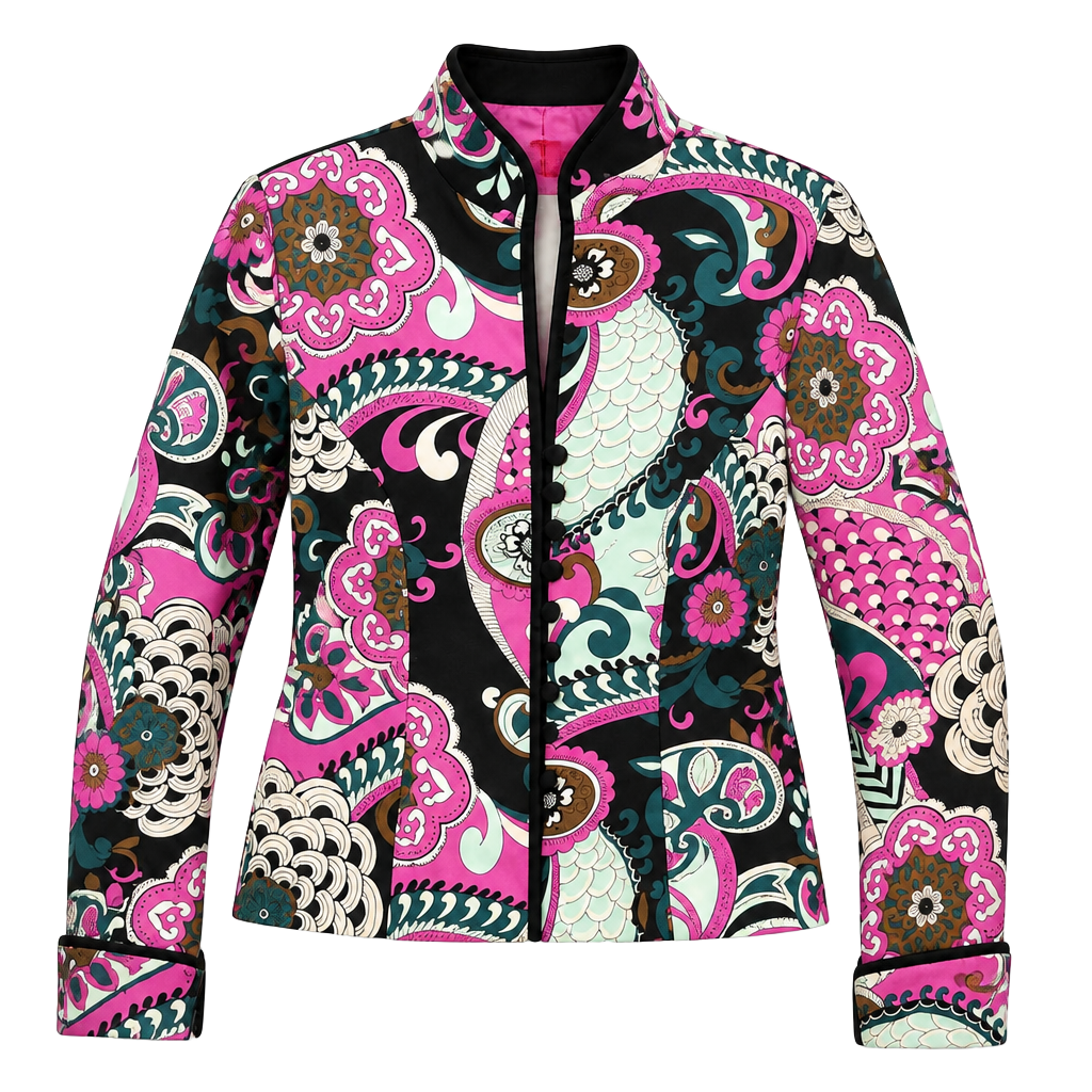 JS Collections Floral Silk Jacket Size 6 1