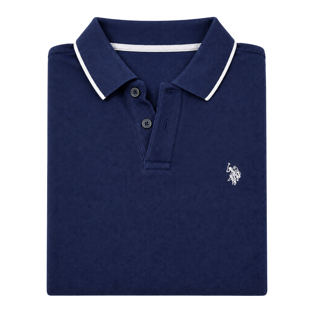 U.S. Polo Assn. Polo Shirt Size XL Blue Cotton Pique Contrast Collar 1