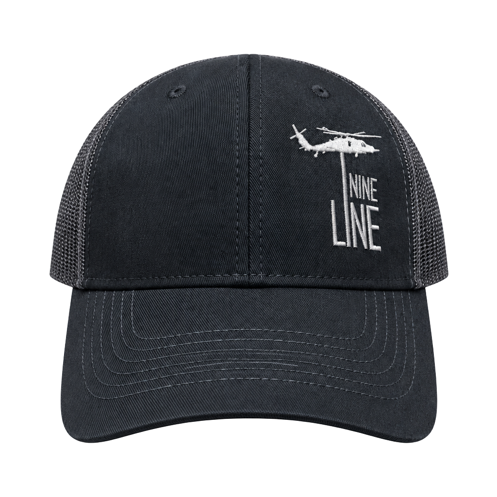 Port Authority Youth Black Dropline Snapback Hat with Helicopter Logo 1