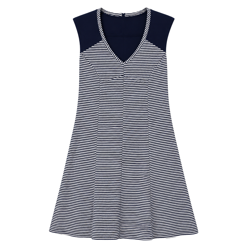 Calvin Klein Black & White Striped Dress SZ LRG Midi Length Minimalist Career 1
