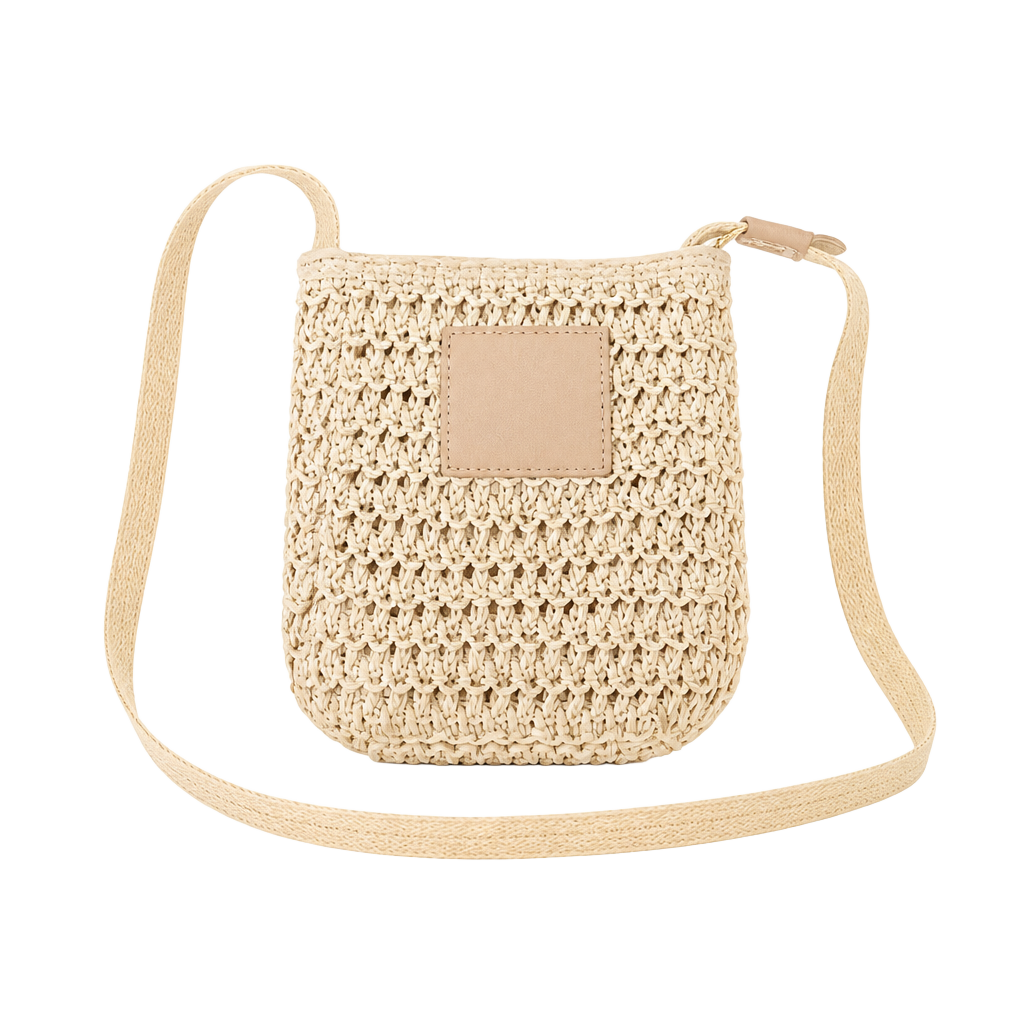 NWOT Sonoma Goods For Life Rectangular Straw Crossbody Boho Minimalist Resort 1